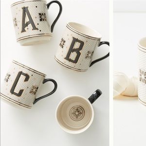 Anthropologie Tiled Margot Monogram Mug ("M")